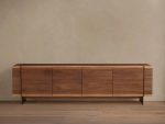 Mihaela Oak Media Console Wood Entertainment Centers Cabinet Retro TV Stands - Image 8