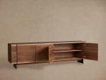 Mihaela Oak Media Console Wood Entertainment Centers Cabinet Retro TV Stands - Image 9