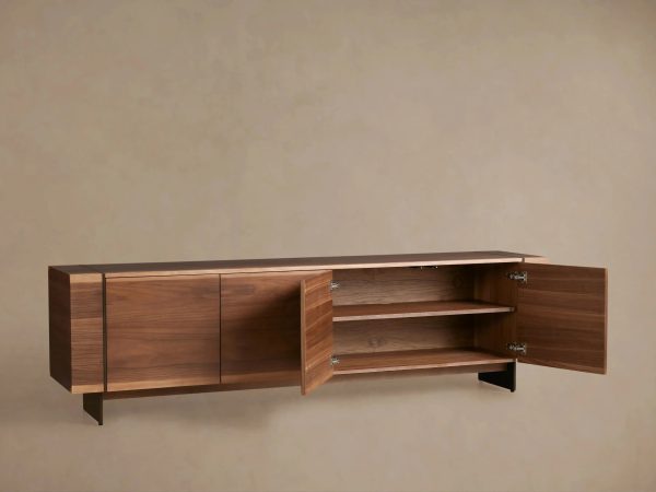 Mihaela Oak Media Console Wood Entertainment Centers Cabinet Retro TV Stands - Image 9
