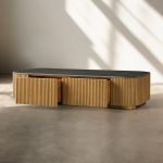 Finnley Storage Coffee Table Stone Top Sofa Center Tea Table With Drawer - Image 2