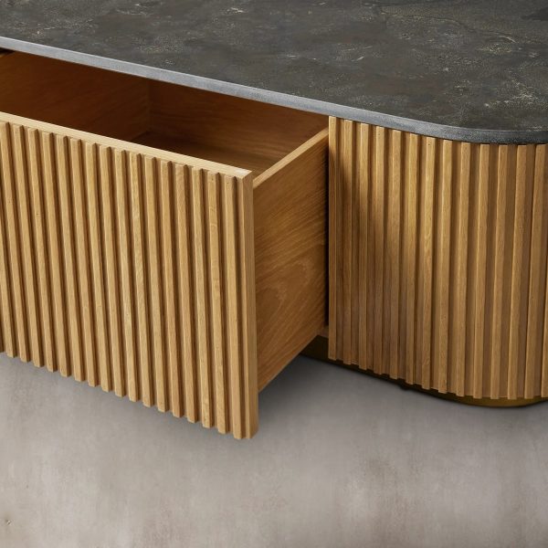 Finnley Storage Coffee Table Stone Top Sofa Center Tea Table With Drawer - Image 3