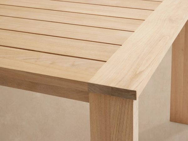 Bal Harbour Outdoor Natural Teak Extension Dining Table Modern Rectangular Clean-Lined Dining Table - Image 4
