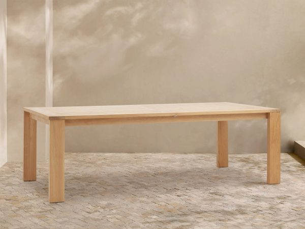 Bal Harbour Outdoor Natural Teak Extension Dining Table Modern Rectangular Clean-Lined Dining Table - Image 3