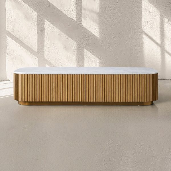 Finnley Storage Coffee Table Stone Top Sofa Center Tea Table With Drawer - Image 5