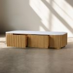 Finnley Storage Coffee Table Stone Top Sofa Center Tea Table With Drawer - Image 6