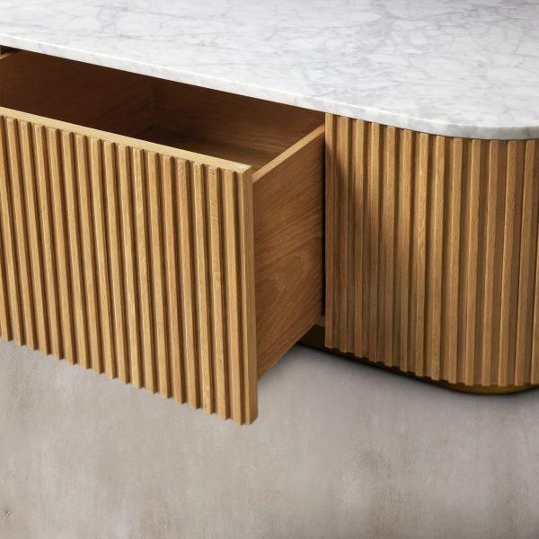 Finnley Storage Coffee Table Stone Top Sofa Center Tea Table With Drawer - Image 7