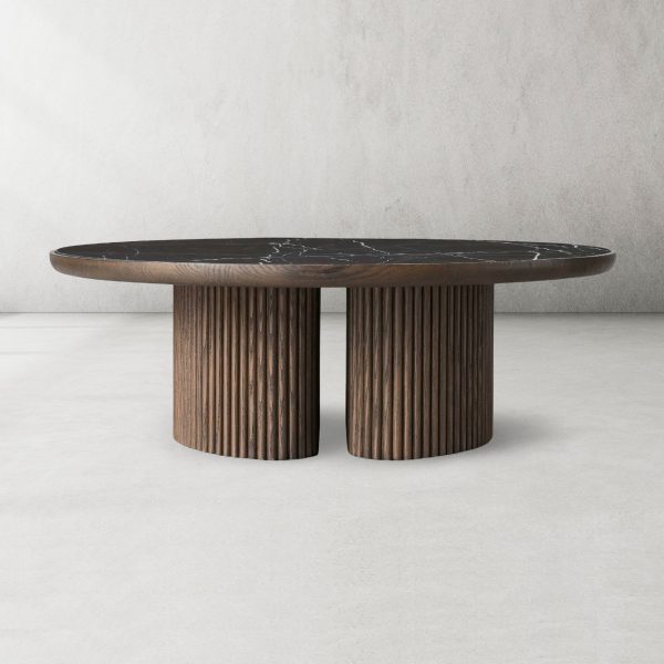 Aster Wood Round Coffee Table Contemporary Sofa Center Tea Table - Image 11