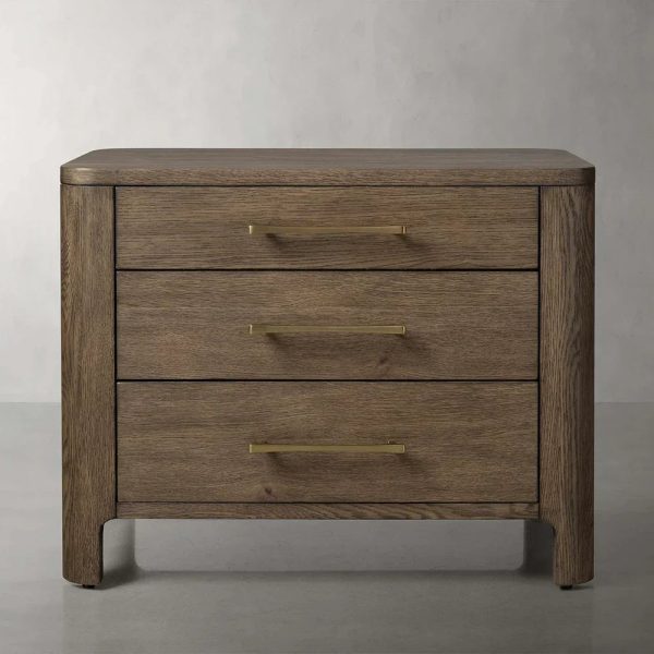 Calista Closed Oak Nightstand Two-Drawer Chest Wood Night Side Table Bedside - Image 4