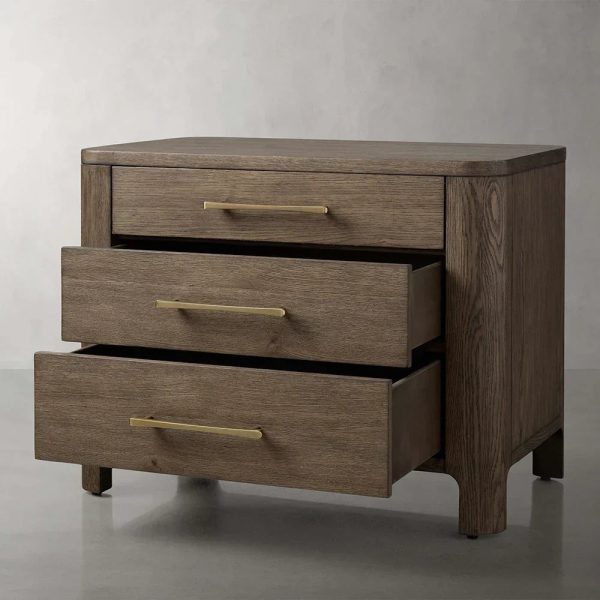 Calista Closed Oak Nightstand Two-Drawer Chest Wood Night Side Table Bedside - Image 5