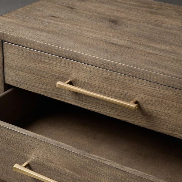 Calista Closed Oak Nightstand Two-Drawer Chest Wood Night Side Table Bedside - Image 6