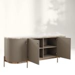 Canodi Luxury Marble Top Sideboard Wood Storage Cabinets With Leather Finish - Image 3