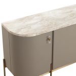 Canodi Luxury Marble Top Sideboard Wood Storage Cabinets With Leather Finish - Image 5