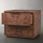 Corey Closed Nightstand Bedside Table with Mappa Burl Wood 2 Drawers - Image 2