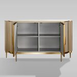 Perla Slate Top Sideboard Luxury Gold Buffet Cabinet With Mother-of-Pearl Door Panel - Image 3