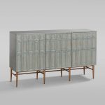 Verdin 3-Door Sideboards Wood Living Room Entrance Storage Cabinets With Steel Base - Image 3