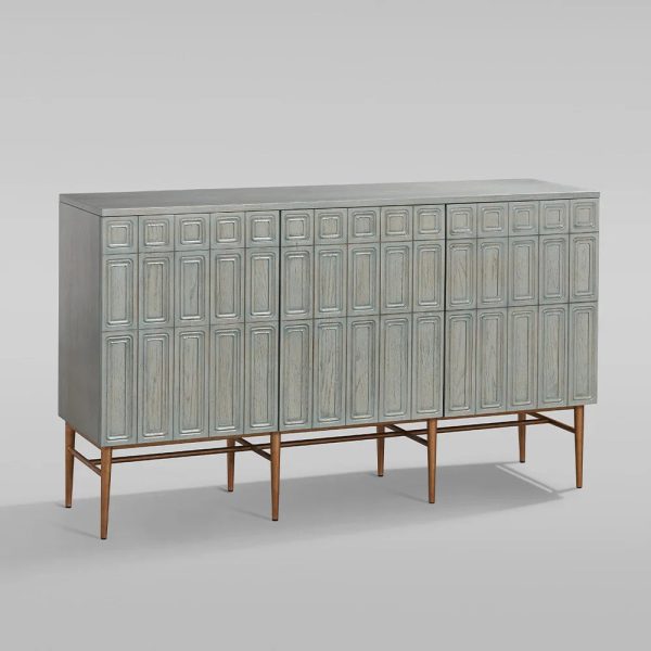 Verdin 3-Door Sideboards Wood Living Room Entrance Storage Cabinets With Steel Base - Image 3