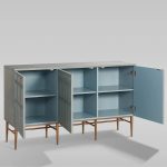 Verdin 3-Door Sideboards Wood Living Room Entrance Storage Cabinets With Steel Base - Image 2