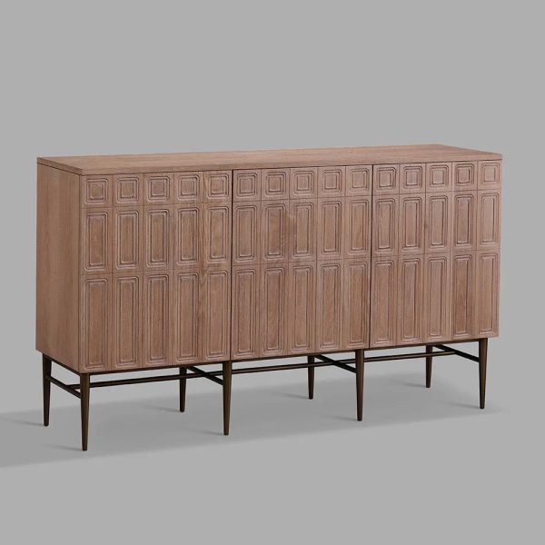 Verdin 3-Door Sideboards Wood Living Room Entrance Storage Cabinets With Steel Base - Image 4