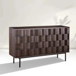 Ariel Woven-Texture 3-Door Sideboard Scandinavian Wood Storage Cabinets - Image 3