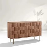 Ariel Woven-Texture 3-Door Sideboard Scandinavian Wood Storage Cabinets - Image 2