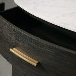 Danny Closed Nightstand Marble Top Bedside Table Brass Pulls Two-Drawer Chest - Image 6