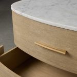 Danny Closed Nightstand Marble Top Bedside Table Brass Pulls Two-Drawer Chest - Image 9