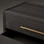 Darwyn Closed Nightstand Wood Bedside Table with Brass Handles Drawer - Image 3