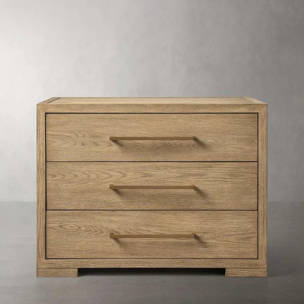 Darwyn Closed Nightstand Wood Bedside Table with Brass Handles Drawer - Image 4