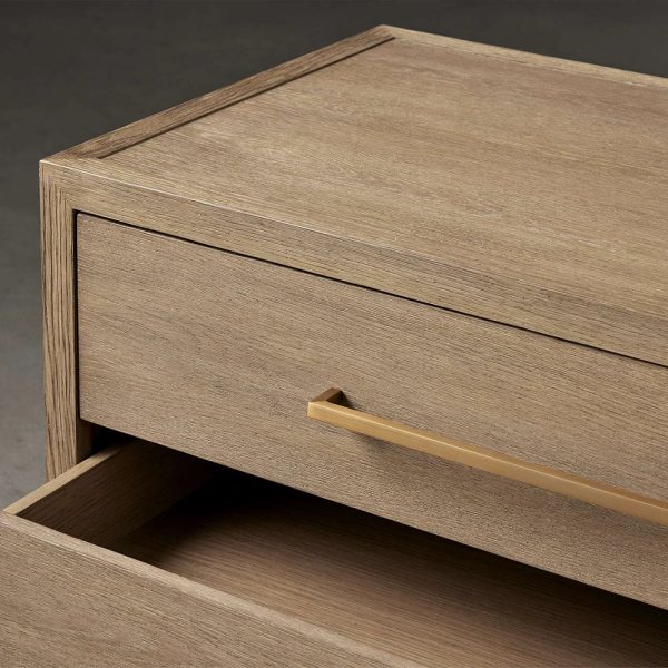 Darwyn Closed Nightstand Wood Bedside Table with Brass Handles Drawer - Image 6