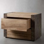 Telluride Closed Mexican Oak Nightstand Wood Night Side Table With Two Drawers - Image 2