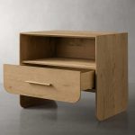 Felton Open Nightstand Oak Bedside Cabinet with Drawer & Shelf - Image 2