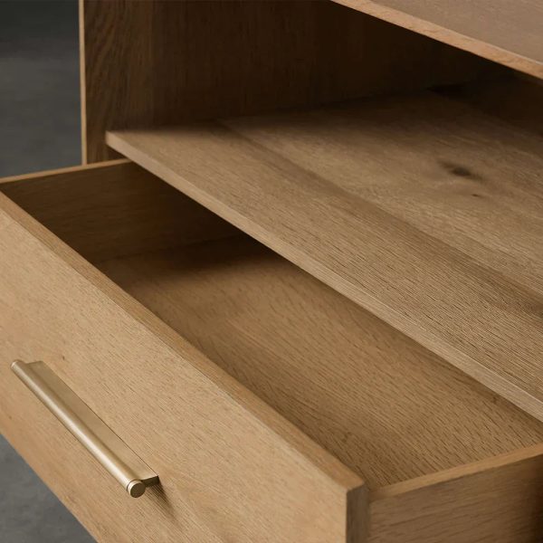 Felton Open Nightstand Oak Bedside Cabinet with Drawer & Shelf - Image 3