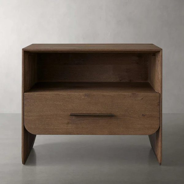 Felton Open Nightstand Oak Bedside Cabinet with Drawer & Shelf - Image 4