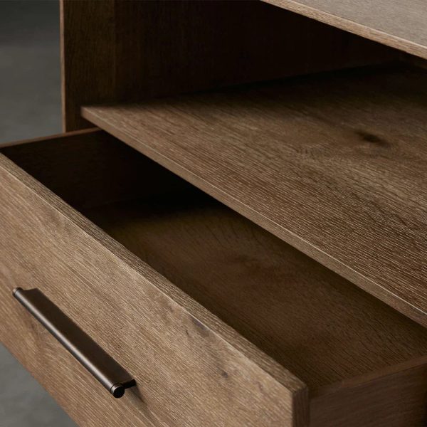 Felton Open Nightstand Oak Bedside Cabinet with Drawer & Shelf - Image 6