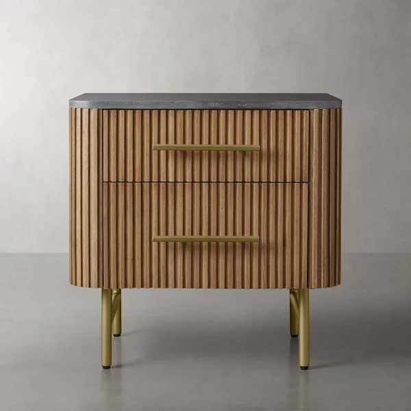 Finnley Closed Nightstand Marble Double Drawers Chest Bedside Table - Image 7