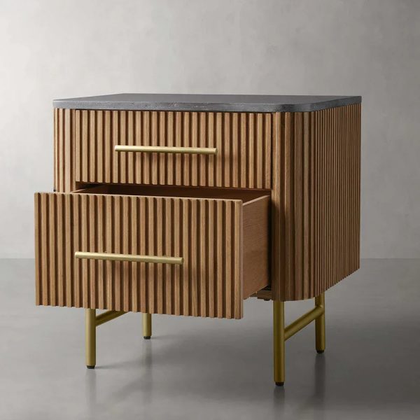Finnley Closed Nightstand Marble Double Drawers Chest Bedside Table - Image 8
