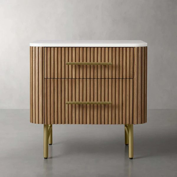 Finnley Closed Nightstand Marble Double Drawers Chest Bedside Table - Image 10