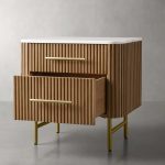 Finnley Closed Nightstand Marble Double Drawers Chest Bedside Table - Image 11