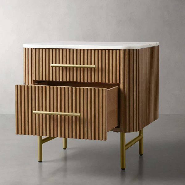 Finnley Closed Nightstand Marble Double Drawers Chest Bedside Table - Image 11