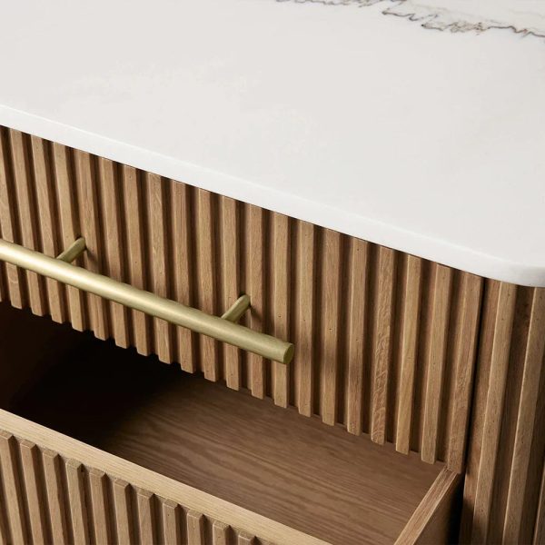 Finnley Closed Nightstand Marble Double Drawers Chest Bedside Table - Image 12