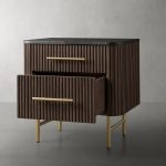 Finnley Closed Nightstand Marble Double Drawers Chest Bedside Table - Image 5