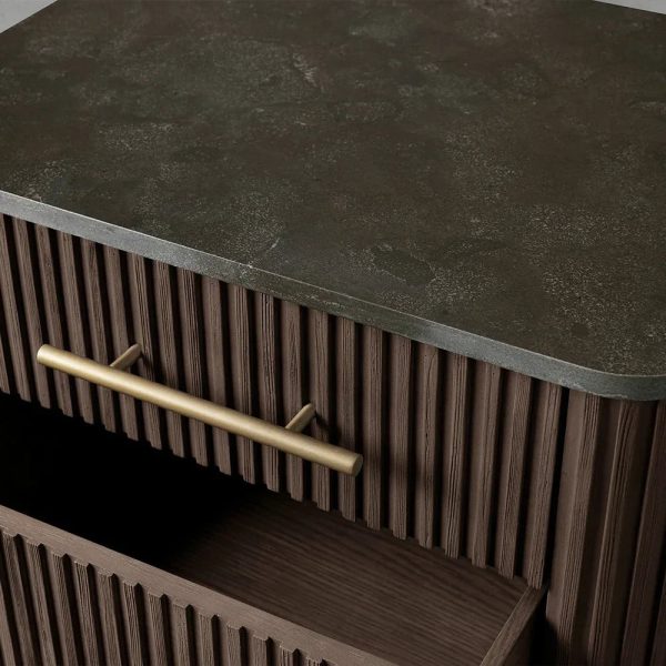 Finnley Closed Nightstand Marble Double Drawers Chest Bedside Table - Image 6