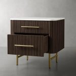 Finnley Closed Nightstand Marble Double Drawers Chest Bedside Table - Image 2