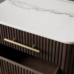 Finnley Closed Nightstand Marble Double Drawers Chest Bedside Table - Image 3