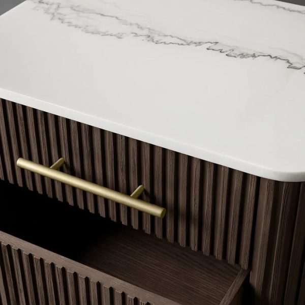 Finnley Closed Nightstand Marble Double Drawers Chest Bedside Table - Image 3