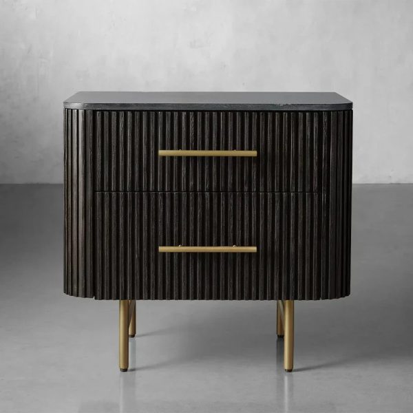 Finnley Closed Nightstand Marble Double Drawers Chest Bedside Table - Image 13