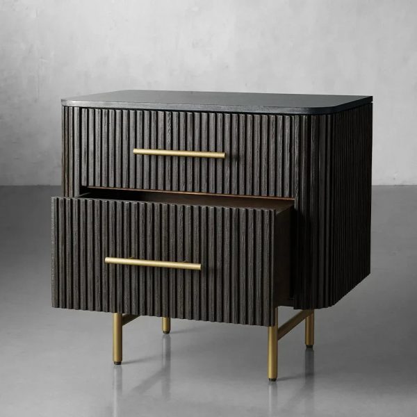 Finnley Closed Nightstand Marble Double Drawers Chest Bedside Table - Image 14