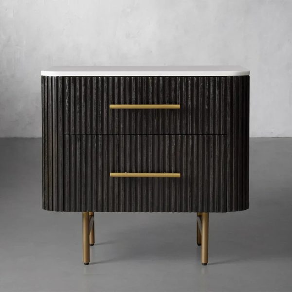 Finnley Closed Nightstand Marble Double Drawers Chest Bedside Table - Image 16