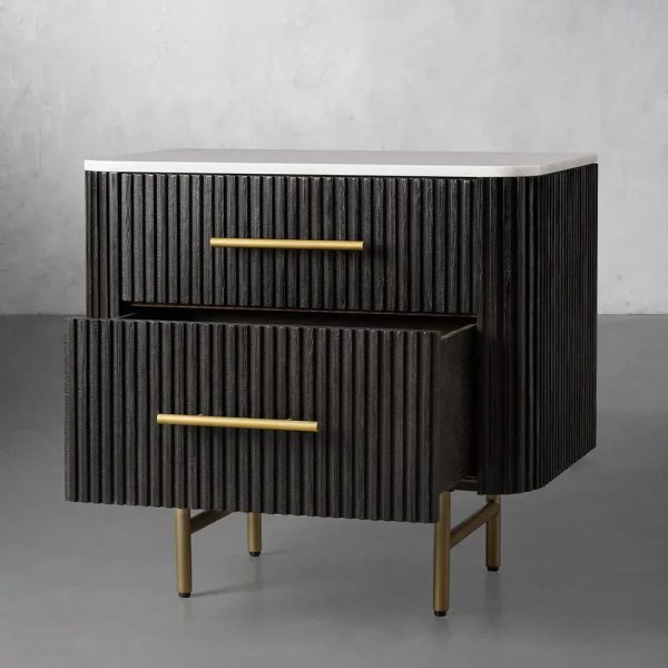 Finnley Closed Nightstand Marble Double Drawers Chest Bedside Table - Image 17