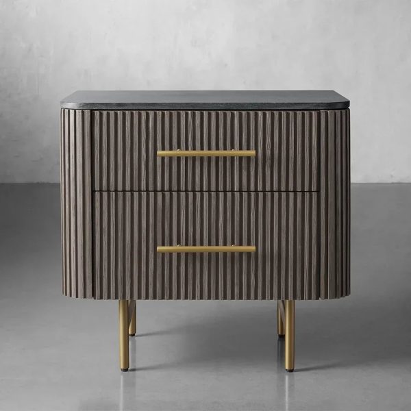 Finnley Closed Nightstand Marble Double Drawers Chest Bedside Table - Image 19